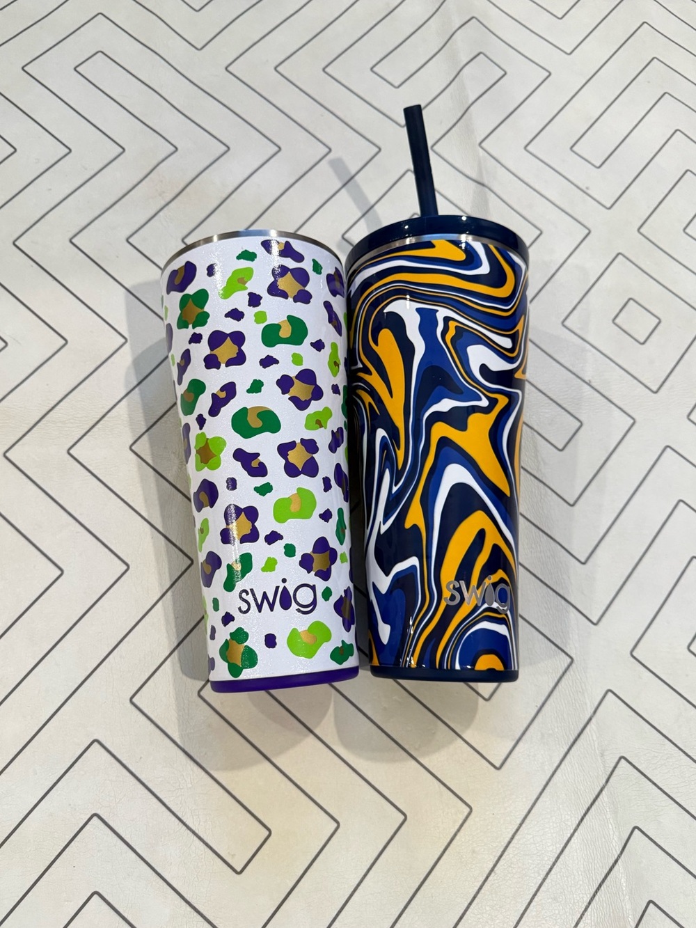 Bundle of Swig Life Tumbler Cups in Leopard and Swirl